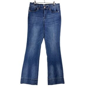 DG2 Diane Gilman New Classic Stretch Flare Leg Jeans Blue Denim Size 12